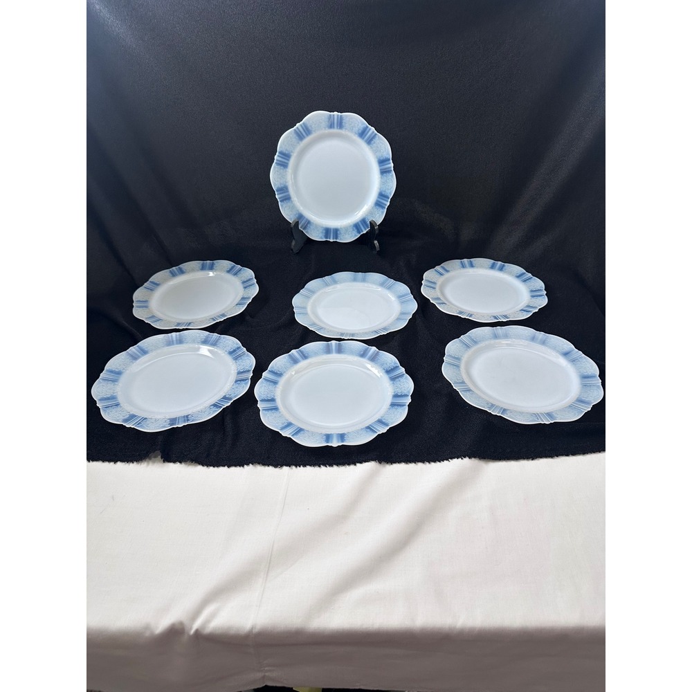 7 MacBeth Evans American‎ Sweetheart Monax Opalescent 7.5"luncheon salad etched